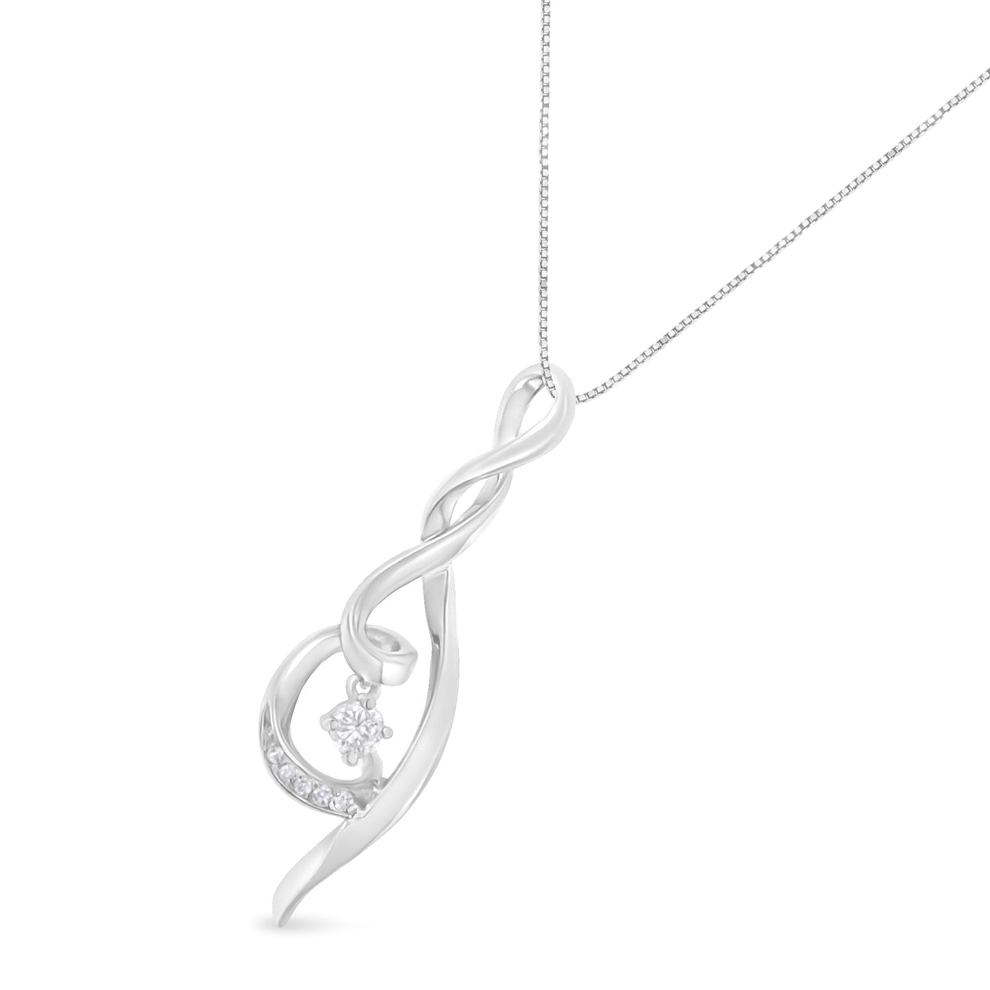 Collar con colgante de espiral de diamante Espira 10K oro blanco 1/10 cttw (I-J, I1-I2)