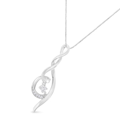 Collar con colgante de espiral de diamante Espira 10K oro blanco 1/10 cttw (I-J, I1-I2)