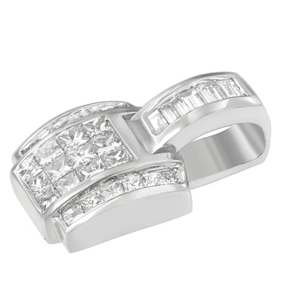 Colgante de oro blanco de 14K con diamante de corte princesa compuesto de 2 1/5 Cttw con fianza de diamantes (Color H-I, Claridad SI1-SI2) - CADENA NO INCLUIDA