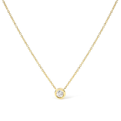 Collar con colgante solitario moderno de oro blanco de 10 quilates con diamante redondo talla brillante de 0,10 quilates engastado en bisel de 40,64-45,72 cm (color H-I, claridad SI2-I1)