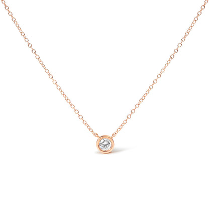Collar con colgante solitario moderno de oro blanco de 10 quilates con diamante redondo talla brillante de 0,10 quilates engastado en bisel de 40,64-45,72 cm (color H-I, claridad SI2-I1)