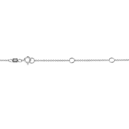 Collar con colgante solitario moderno de oro blanco de 10K con diamante de talla brillante redondo de 1/2 quilate engastado en bisel de 16"-18" (Color H-I, Claridad SI2-I1)