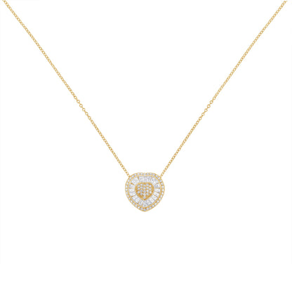 Collar con colgante de corazón de diamante de oro amarillo de 10 quilates (1/2 cttw, color H-I, claridad I1-I2)