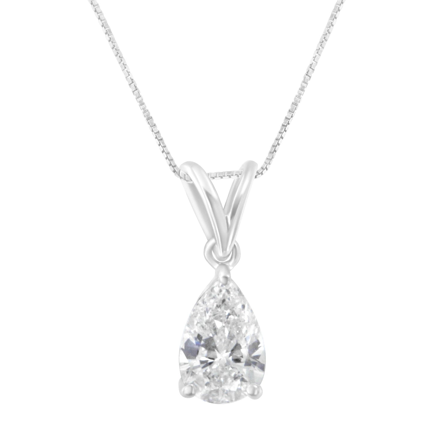 Collar con colgante de pera de diamante (I-J, I1) de 10K en oro blanco de 1/2 quilate con certificación IGI