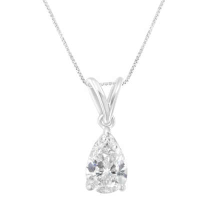 Collar con colgante de pera de diamante (I-J, I1) de 10K en oro blanco de 1/2 quilate con certificación IGI