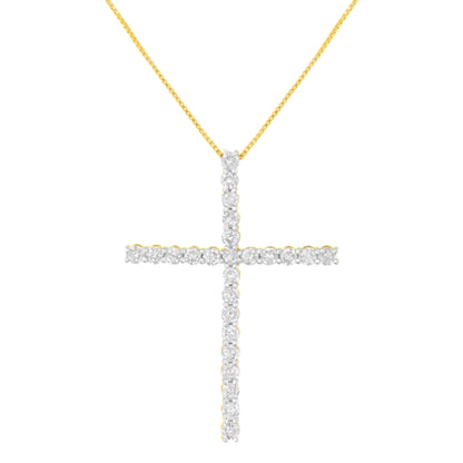Colgante de cruz de plata de ley .925 de 3,0 quilates de peso total con forma redonda de diamante de 1-1/2" con cadena tipo box (color I-J, claridad I2-I3) - 18"