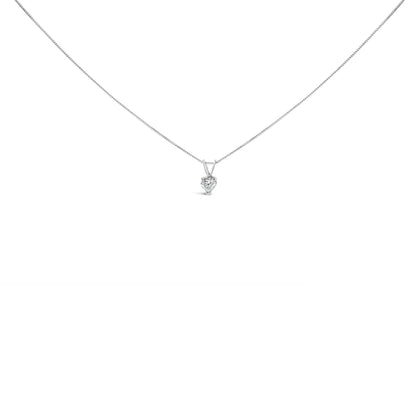 Collar con colgante de oro blanco de 14K con diamante solitario clásico en forma de corazón de 3/8 Cttw y 45 cm (color H-I, claridad VS2-SI1)