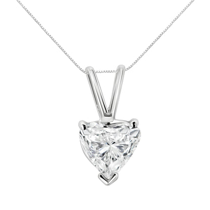 Collar con colgante de oro blanco de 14K y 1/5 Cttw, diamante solitario en forma de corazón con 3 garras, creado en laboratorio, 18" (Color F-G, Claridad VS2-SI1)