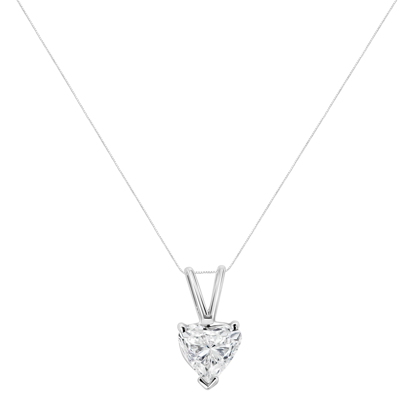 Collar con colgante de oro blanco de 14K con diamante solitario clásico en forma de corazón de 3/8 Cttw y 45 cm (color H-I, claridad VS2-SI1)