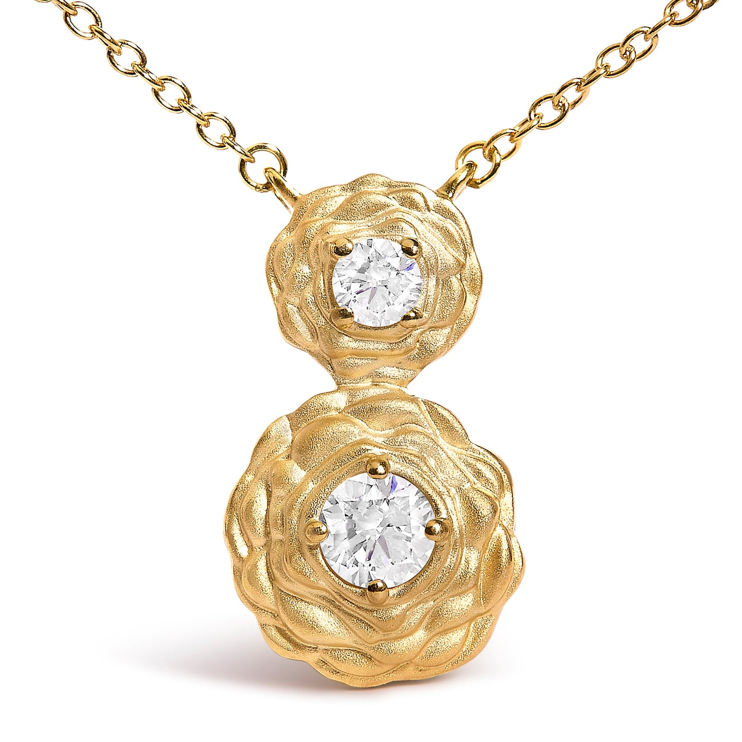 Collar con colgante de rosa de oro amarillo de 14 quilates laminado sobre plata de ley con diamante cultivado en laboratorio de 0,5 quilates