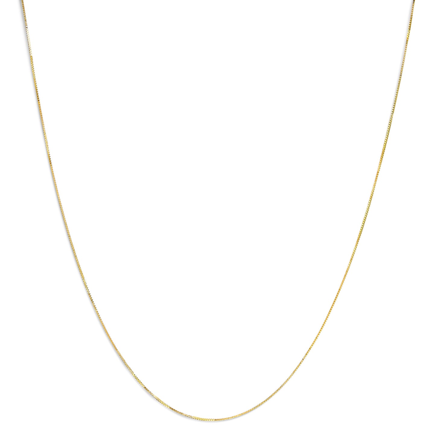 Cadena clásica de eslabones cuadrados de oro amarillo macizo de 14K de 0.75mm. Cadena unisex - Tamaño 16 Pulgadas
