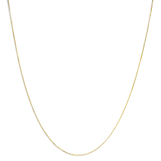 Cadena clásica de eslabones cuadrados de oro amarillo macizo de 14K de 0.75mm. Cadena unisex - Tamaño 16 Pulgadas