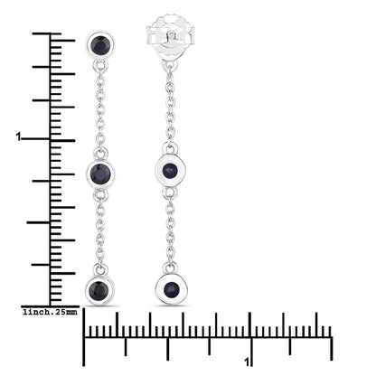 Aretes de zafiro azul genuino de 0,66 quilates de plata de ley .925
