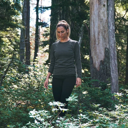 Camiseta de lana merino de cuello redondo ligera para mujer - 100% lana merino