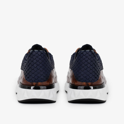 The Caesars Navy & Tan Leather Men Sneaker
