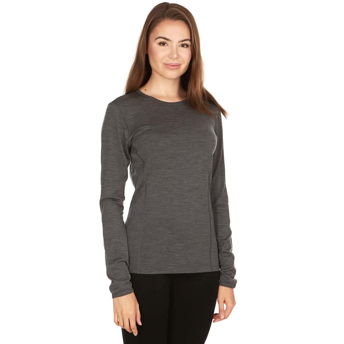 Camiseta de lana merino de cuello redondo ligera para mujer - 100% lana merino