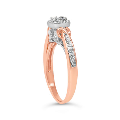 Anillo de racimo anudado con diamantes de 1/6 Cttw de plata de ley con baño de oro rosa de 14K
