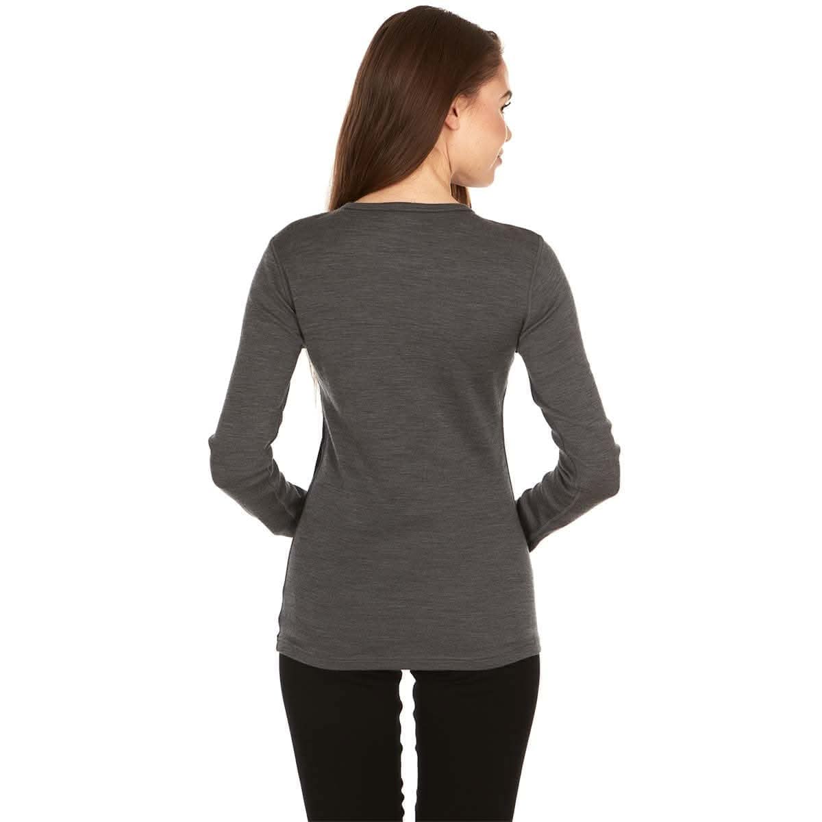 Camiseta de lana de cuello redondo de peso medio para mujer - 100% lana merino