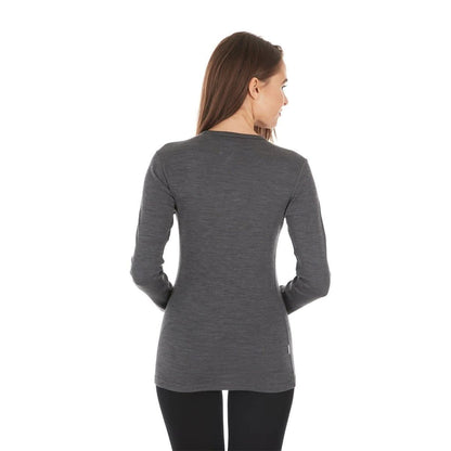 Camiseta de lana de cuello redondo de peso medio para mujer - 100% lana merino