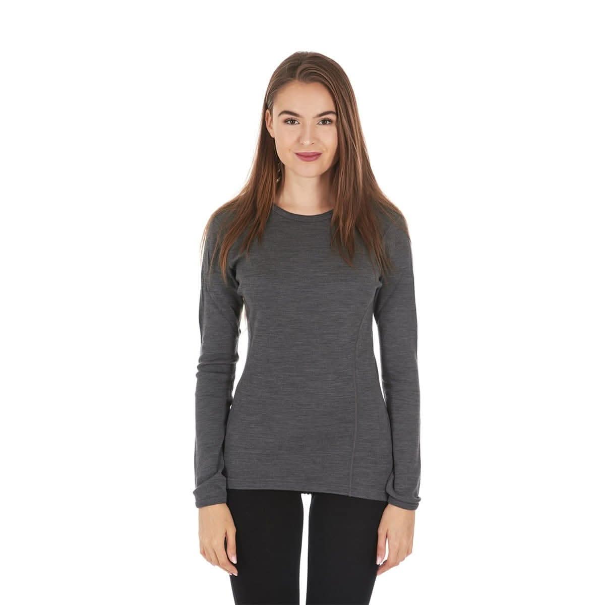 Camiseta de lana de cuello redondo de peso medio para mujer - 100% lana merino