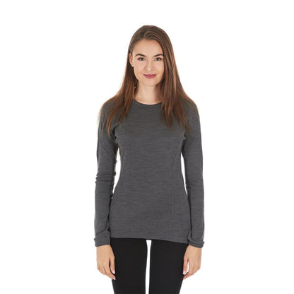 Camiseta de lana de cuello redondo de peso medio para mujer - 100% lana merino