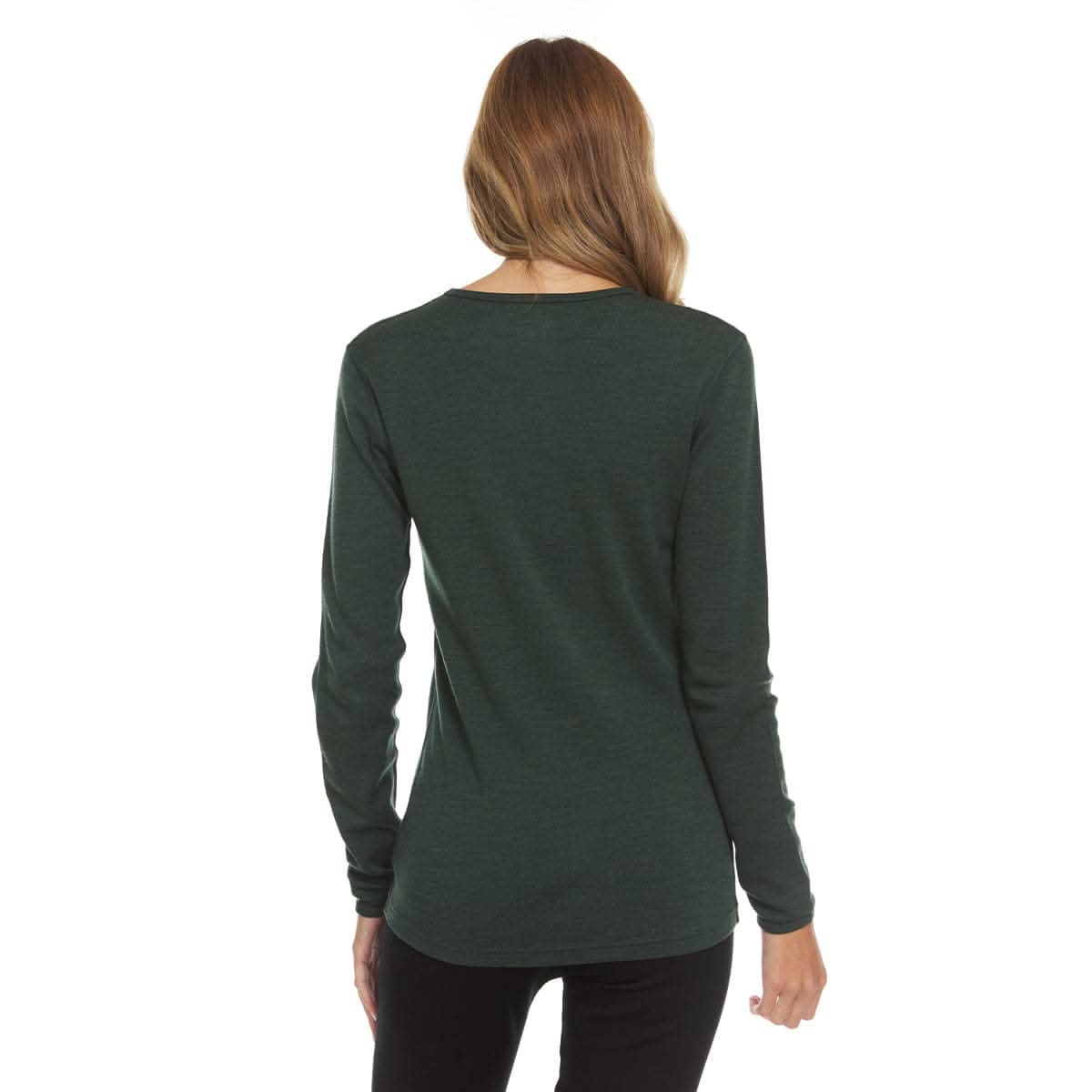 Camiseta de lana de cuello redondo de peso medio para mujer - 100% lana merino