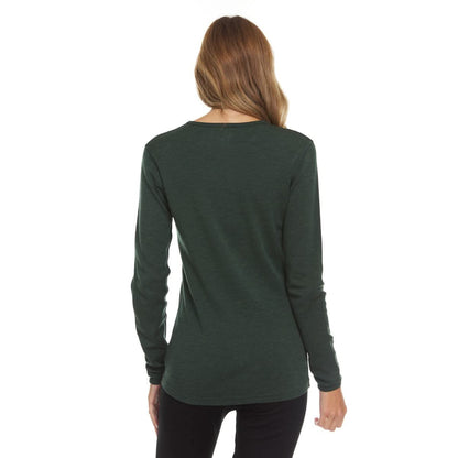 Camiseta de lana de cuello redondo de peso medio para mujer - 100% lana merino