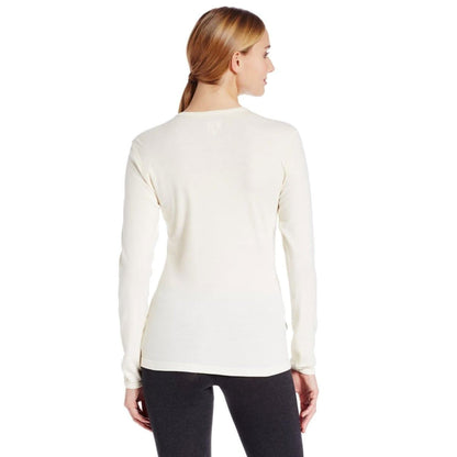 Camiseta de lana de cuello redondo de peso medio para mujer - 100% lana merino