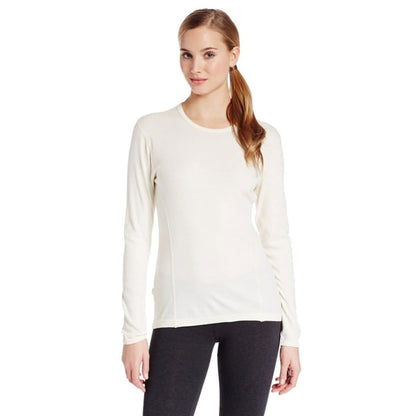 Camiseta de lana de cuello redondo de peso medio para mujer - 100% lana merino