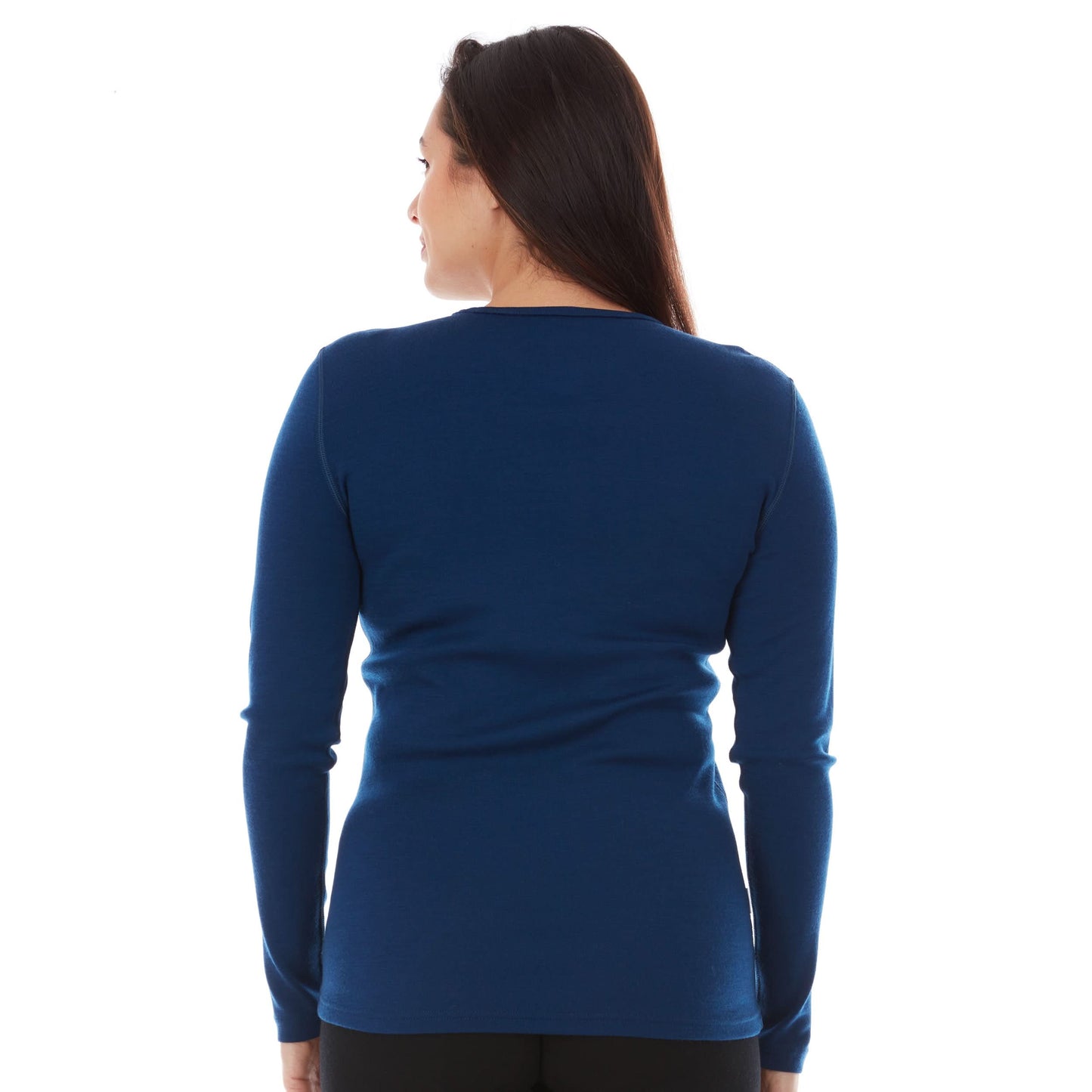 Camiseta de lana de cuello redondo de peso medio para mujer - 100% lana merino