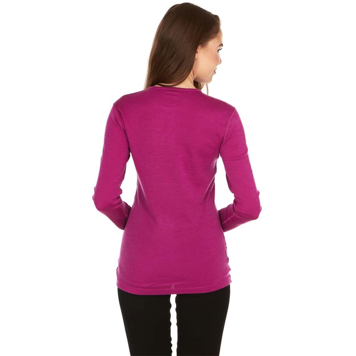Camiseta de lana de cuello redondo de peso medio para mujer - 100% lana merino