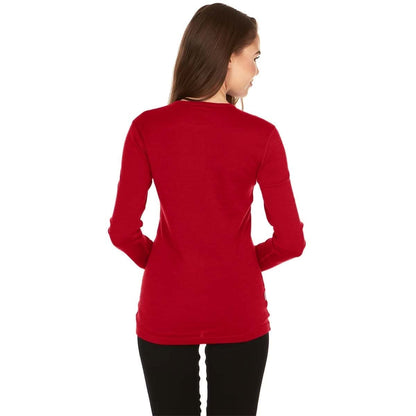 Camiseta de lana de cuello redondo de peso medio para mujer - 100% lana merino