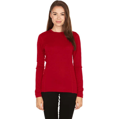 Camiseta de lana de cuello redondo de peso medio para mujer - 100% lana merino