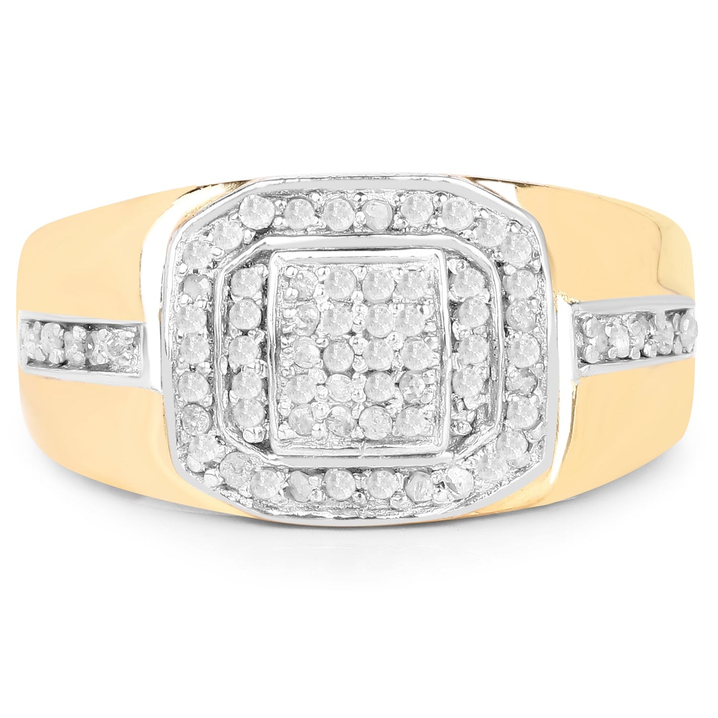 Anillo de plata de ley .925 chapado en oro amarillo de 14 quilates con diamantes blancos genuinos de 0.29 quilates