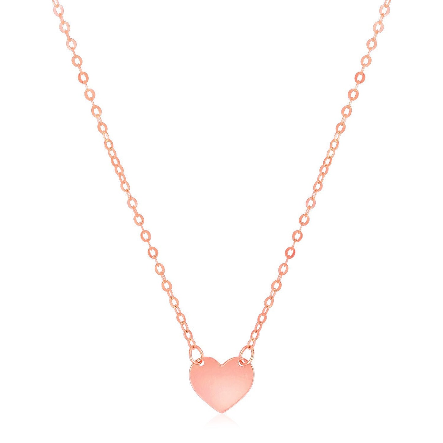 Collar Mini Corazón Pulido Oro Rosa 14k