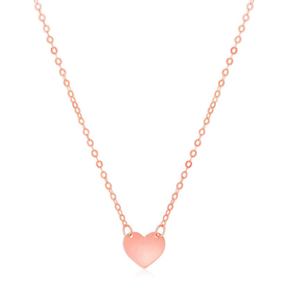 Collar Mini Corazón Pulido Oro Rosa 14k