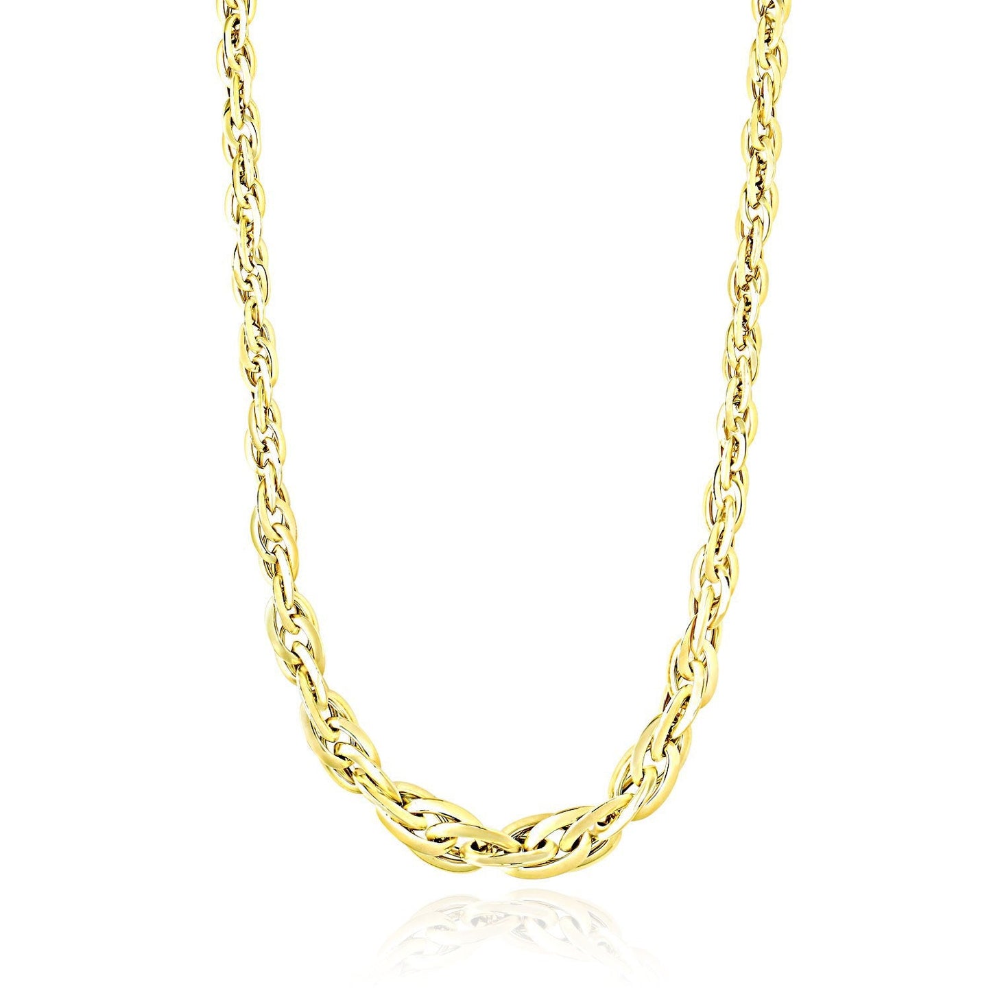 Cadena tipo eslabón doble ovalado pulido de oro amarillo de 14k