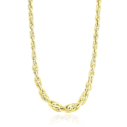 Cadena tipo eslabón doble ovalado pulido de oro amarillo de 14k