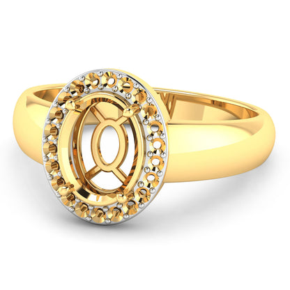 Anillo semi-montado de oro amarillo de 14K con diamante blanco genuino de 0,22 quilates - para gema ovalada de 9x7 mm