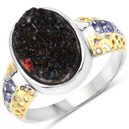 Anillo de plata de ley .925 con varias piedras preciosas de 4,74 quilates