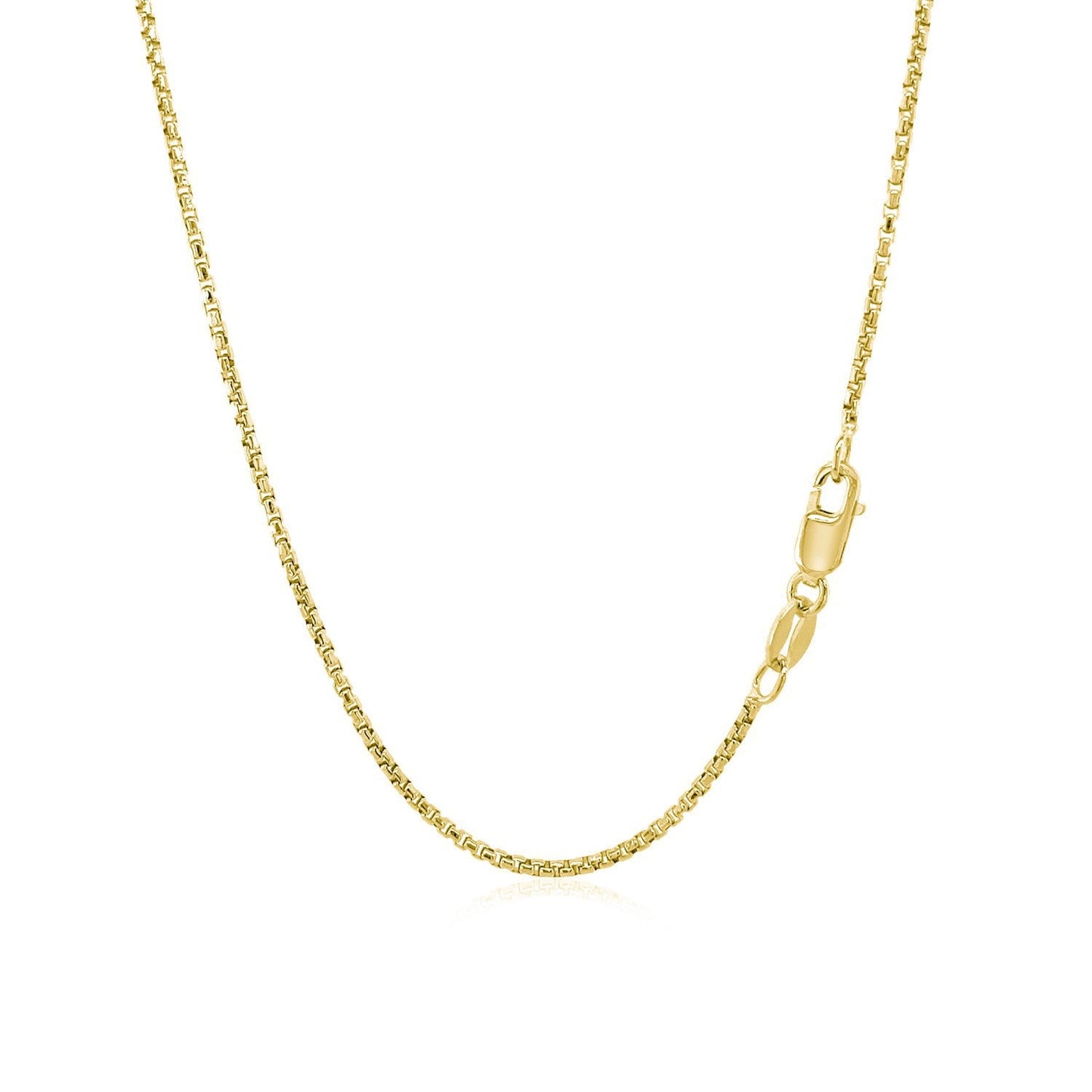 Cadena de oro amarillo de 14k tipo caja redonda de 1,35 mm