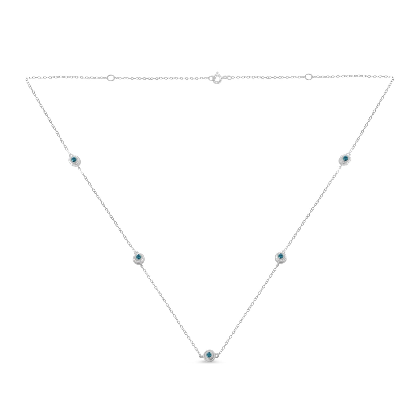 Gargantilla con estación de diamantes azules tratados de plata de ley (1/2 quilate de peso total, color azul, claridad I2-I3)