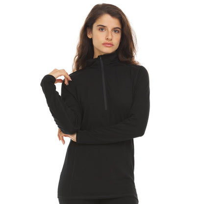 Micropolar de lana para mujer con 1/4 de cremallera - Woolverino
