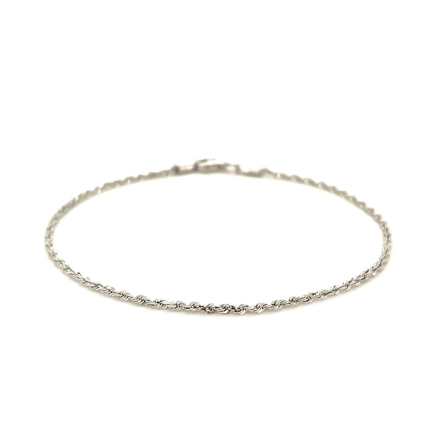 Pulsera de soga de oro blanco de 14k macizo con corte de diamante de 1.5mm