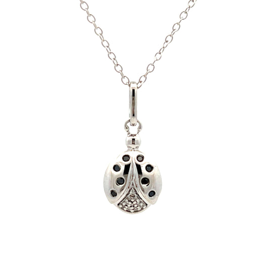 Colgante de animal de plata de ley con diamante negro de 0,08 ct