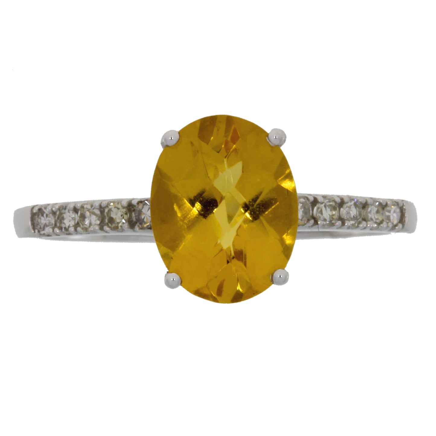 Anillo de Oro Blanco de 14K con Citrino y Diamantes naturales de 2.20 ct