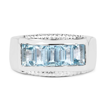 Anillo de plata de ley .925 con topacio azul genuino de 1.75 quilates