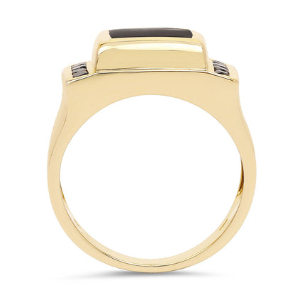 Anillo de plata de ley .925 con ónix negro auténtico de 2,14 quilates y diamantes negros