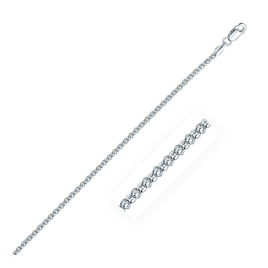 Cadena estilo Popcorn de plata de ley rodiada de 2,5 mm