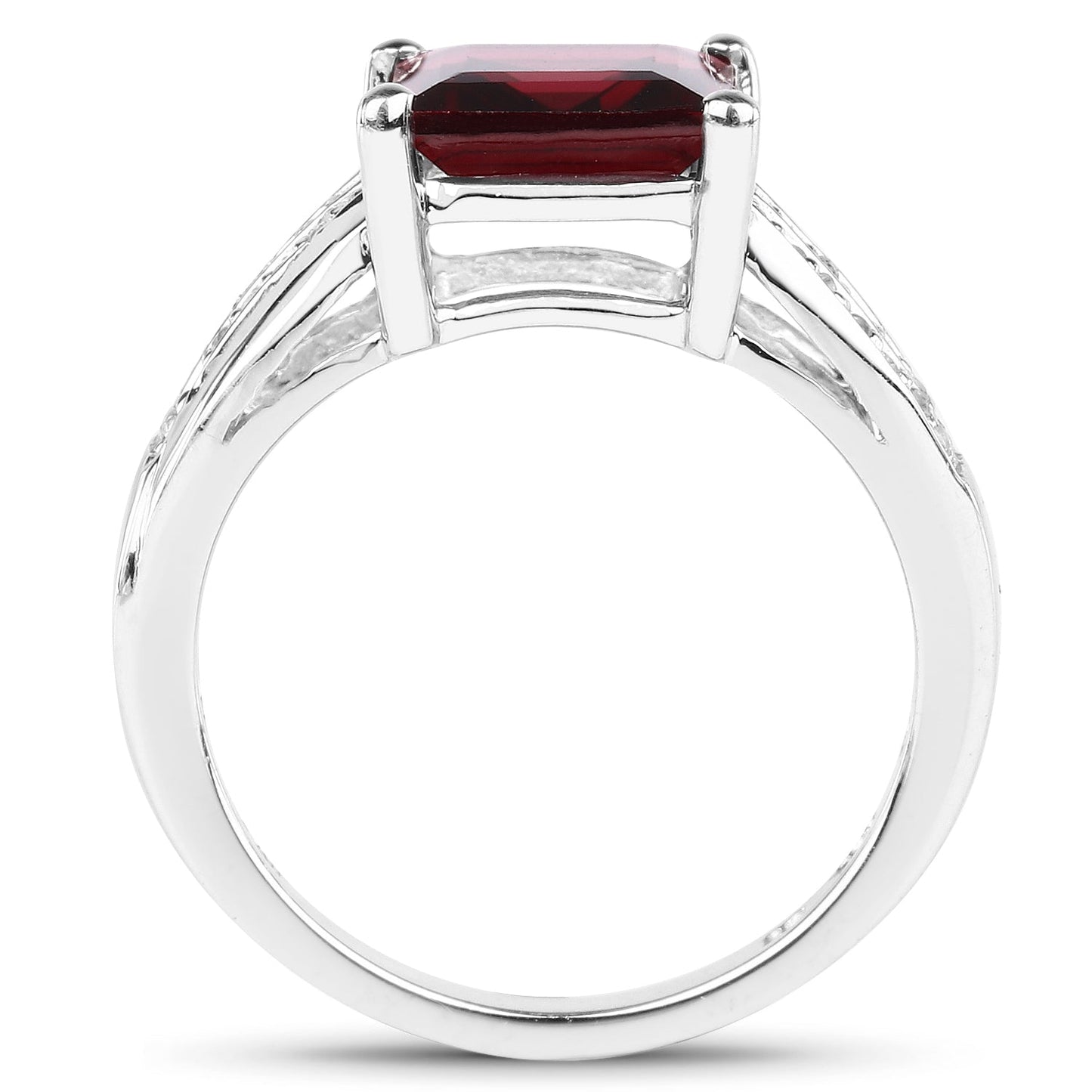 Anillo de plata de ley .925 con granate auténtico de 2.99 quilates y topacio blanco